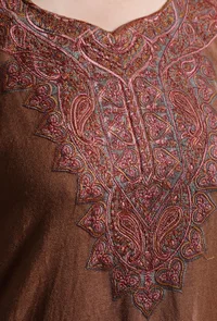 Sanguine Brown Kashmiri Sozni Embroidery Phiran-Free Size image 5