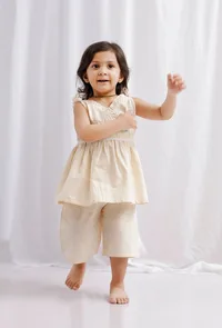 Set of 2: Yellow Striped Cotton Top with Yellow Striped Cotton Shorts image 2