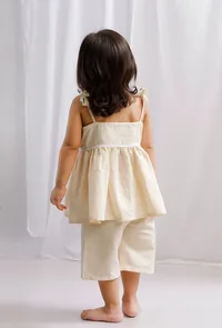 Set of 2: Yellow Striped Cotton Top with Yellow Striped Cotton Shorts image 4