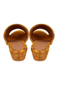 Mustard Yellow Brocade Block Heels image 5