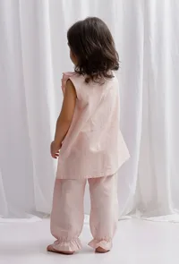 Set of 2: Orange Striped Cotton Top with Orange Striped Cotton Pants image 3