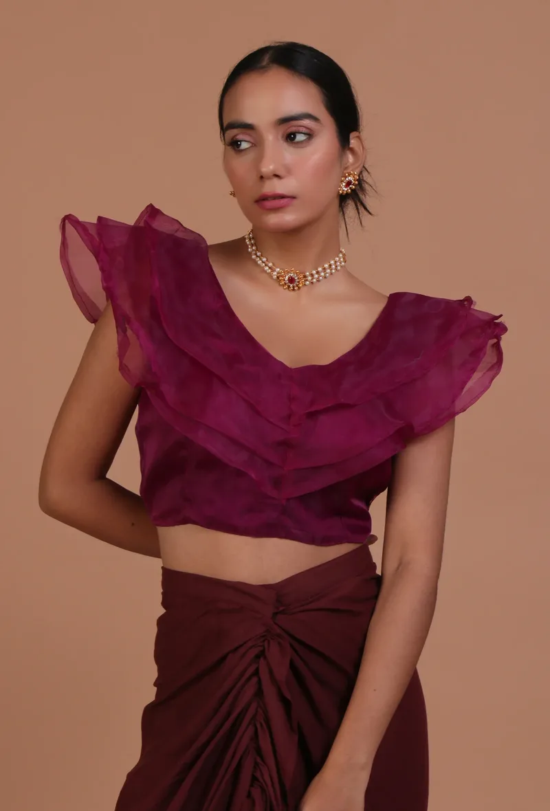 Light Purple Color Organza Plain Blouse