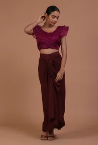 Light Purple Color Organza Plain Blouse image 2