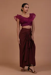 Light Purple Color Organza Plain Blouse image 3