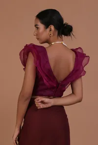 Light Purple Color Organza Plain Blouse image 6