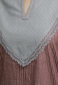 Plum-Grey Hand-Block Printed Short Kurti image 5