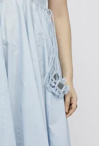 Blue Plain Cotton Tasseled Anarkali image 6