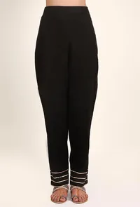 Set of 2 - Black Ajrakh Print Handloom Cotton Angrakha And Palazzo Set image 5