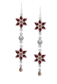 Fuschia German Silver Afghan Earrings image 2