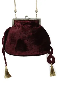 Plum Wine Velvet Sling Potli Bag image 5