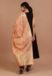 Peach Color Semi Silk Dupatta With Zari Weaving image 4