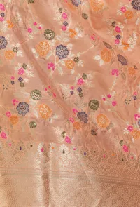 Peach Color Semi Silk Dupatta With Zari Weaving image 5