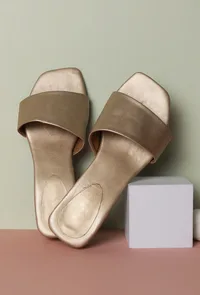 Light Golden Cruelty Free Leather Heels image 2