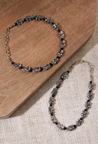 Elephant Charm Black Bead Anklet Set image 1