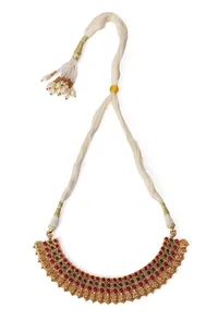 Big Studs In Premium High Gold Plated Temple Jewellery Set image 3