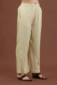 Solid Beige Shantoon Straight Fit Ethnic Pant image 2