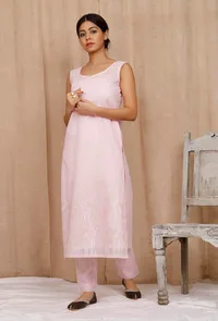 Baby Pink Embroidered Organdy Kurta image 3