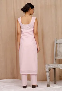Baby Pink Embroidered Organdy Kurta image 4