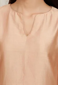 Golden Beige Pure Banarasi Chanderi Kurta image 5