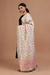 Off White Color Semi Silk Dupatta With Zari Weaving image 3