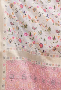 Off White Color Semi Silk Dupatta With Zari Weaving image 5