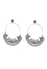 Oxidized Silver Peacock Stud Dangler Earring image 2