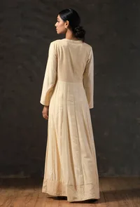 Sand Beige Cotton Silk Maxi Dress image 4
