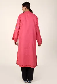 Semi-Formal Embroidered Pink Phiran image 4