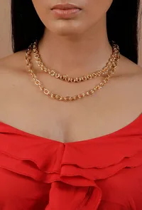 Lina Double Layered Twisted Gold Chain image 1