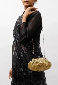 Goldy Golden Embellished Clutch Bag image 1