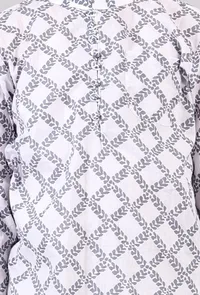 Set of 2: White and Blue Hand Block Print Kurta Pyjama Set image 5