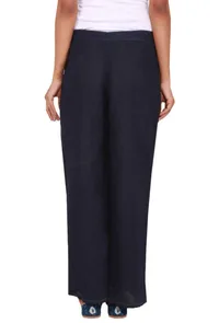 Navy Blue Cotton Linen Palazzo Pants image 3