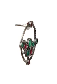 Red & Green Kundan Circular Studs image 4