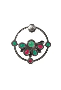 Red & Green Kundan Circular Studs image 5