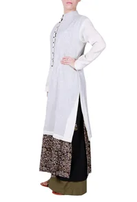 Kalamkari white layered Kurta image 2