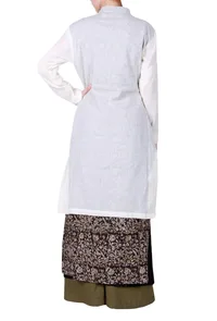 Kalamkari white layered Kurta image 3