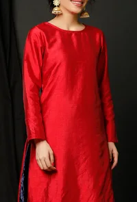 Maroon Raw Silk Kurta image 5