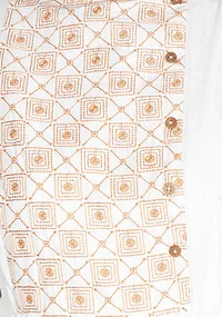 White Anarkali With Mustard Kantha Embroidery image 4