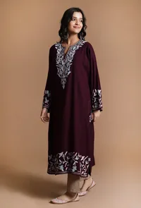 Gondola Aari Embroidered Kashmiri Phiran-Free Size image 3