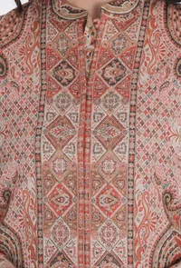 Manhoor salmon pink Kani Jamavar Long Coat Outer Jacket image 5