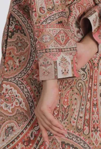 Manhoor salmon pink Kani Jamavar Long Coat Outer Jacket image 6