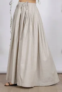 Beige Cotton Khaadi Pleated Skirt image 3