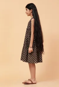 Edie Black Ajrakh Print Cotton Dress image 2