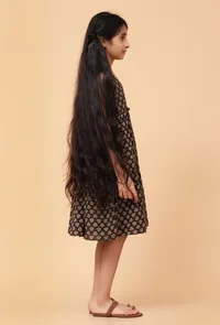 Edie Black Ajrakh Print Cotton Dress image 3