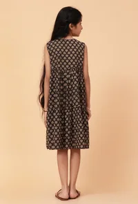 Edie Black Ajrakh Print Cotton Dress image 4