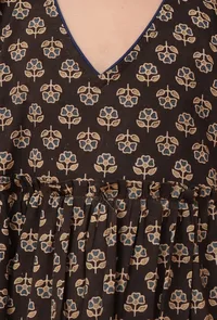 Edie Black Ajrakh Print Cotton Dress image 5