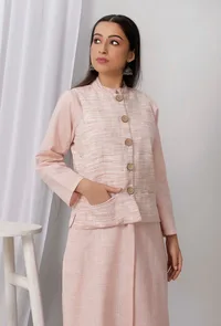 Pink Sleeveless Nehru Jacket image 3