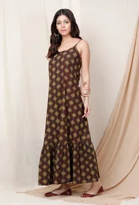 Chocolate Brown Printed Slip Kurta image 2