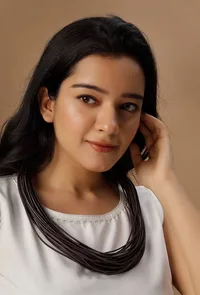 Onyx Black Contrast Thread Tribal Necklace image 1