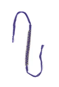Set Of 2: Canisa Purple Thread & Antique Plated Brass Beaded Anklets image 3